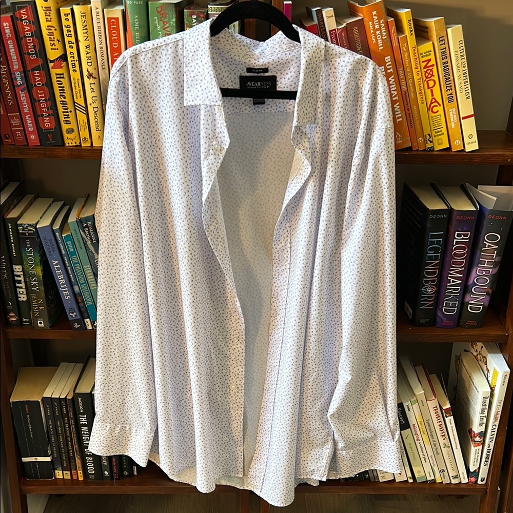 Kenneth Cole White Shirt with Purple Floral Pattern
